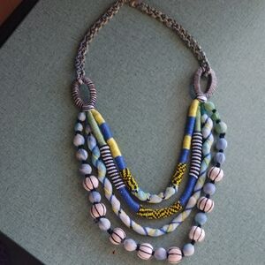 Anthropologie Silk Woven Beaded Necklace Rare